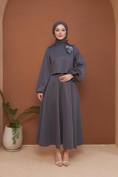 Hülya Keser بدلة Göknur - رمادي