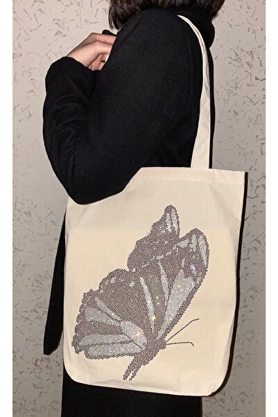 Lüks Taş Bez Çanta (RİPS KALIN KUMAŞ TAŞ BASKILI)