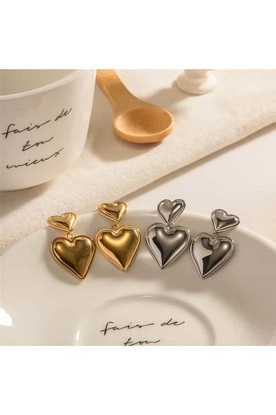 takıtarzım Dangle glossy silver heart women's earrings