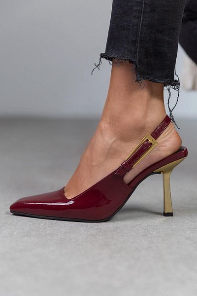 DUXAL SHOES Maddox Women's Patent Leather Gold Buckle Detailed Heeled Shoes