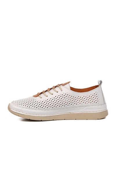 AYAKMOD 24058 Pantofi casual de damă din piele naturală albă