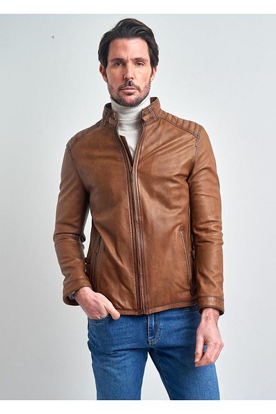 Pierre Cardin Mathieu Elite Men's Zippered Real Leather Jacket