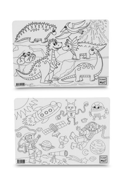 Akademi Çocuk - Funny Mat - Uzay & Dinozorlar, 2'li Set, 25x35cm