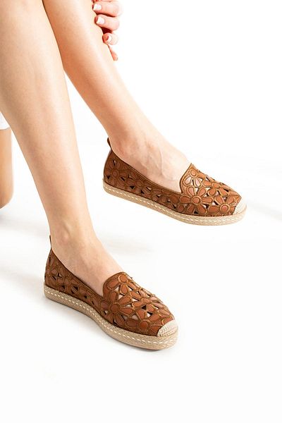HVZ Exclusive Women's Straw Sole Patterned Espadrille Flower Patterned Shoes