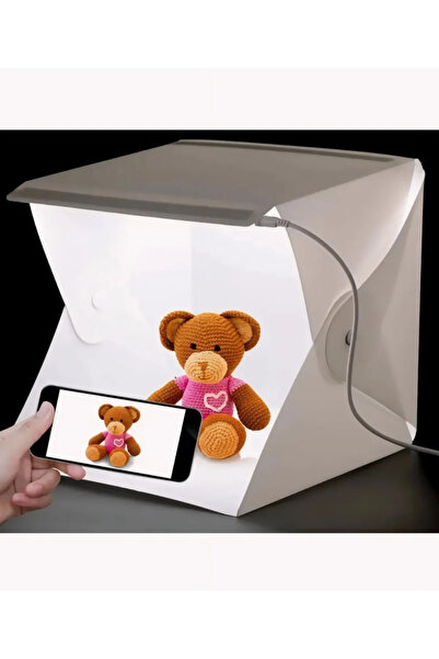 Genel Markalar Profesyonel Led Işıklı Mobil Katlanabilir E-Ticaret Ürün Fotoğraf Çekim Çadırı 23X24X30 cm 1adet