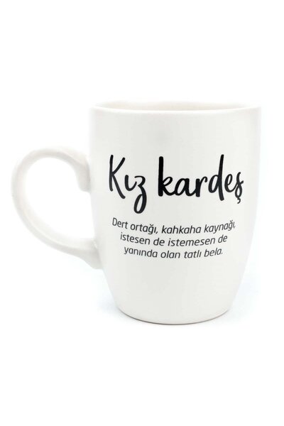 PALTO TASARIM Kız Kardeş Krem Oval Kupa - Hediye Seramik Kupa