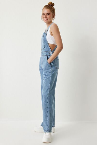 Lovelyİstanbul Light Blue Denim Gardener Jumpsuit - Strap Lrv0006