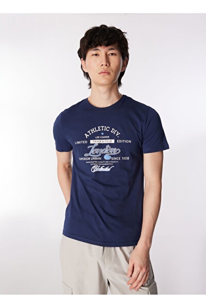 Lee Cooper Bisiklet Yaka Lacivert Erkek T-Shirt 232 LCM 242024 DIVIDED LACİVERT