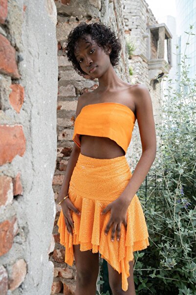 Lasiento Ciello Turuncu Mini Payet Etek