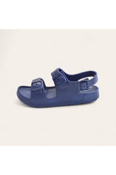 FURIA SHOES صندل/شبشب صيفي كاجوال للشاطئ بحزام مزدوج باللون الأزرق الداكن