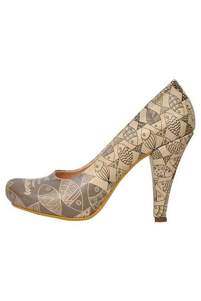 Dogo Pantofi cu toc bej din piele vegană de damă - Design Fish Knows