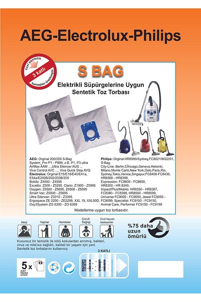 GENERAL 20 Pieces Vacuum Cleaner Compatible Sms Dust Bag - Black Plastic