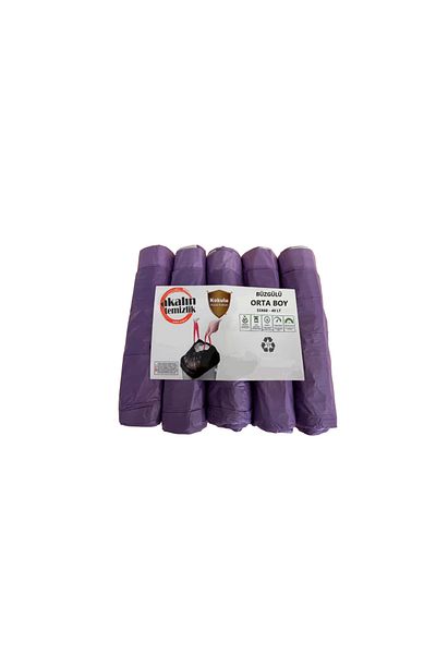 Akalın Professional Cleaning Products Drawstring Lavender Scented Medium Garbage Bag 55x60 Cm 5 Rolls