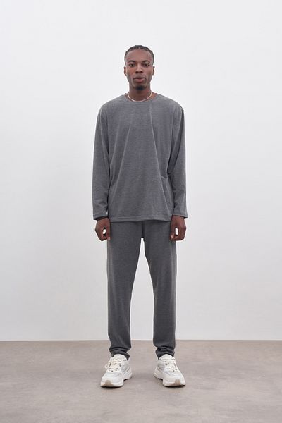COLORDS Men's Crew Neck Long Sleeve Pajama Set