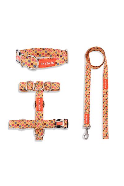 PATİMİO Donuts Dog Chest, Neck and Leash Set