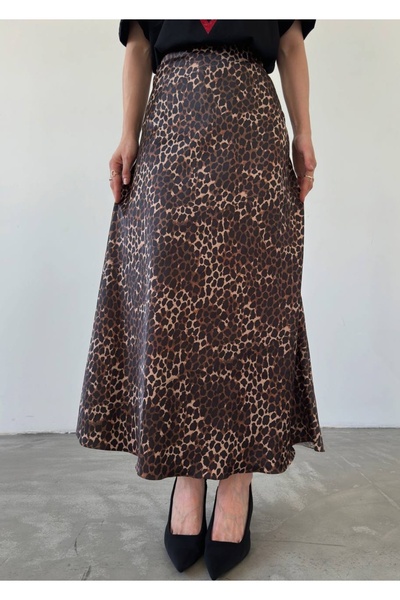 Fiori Луксозна качествена дълга сатенена пола с макси дължина и еластична талия