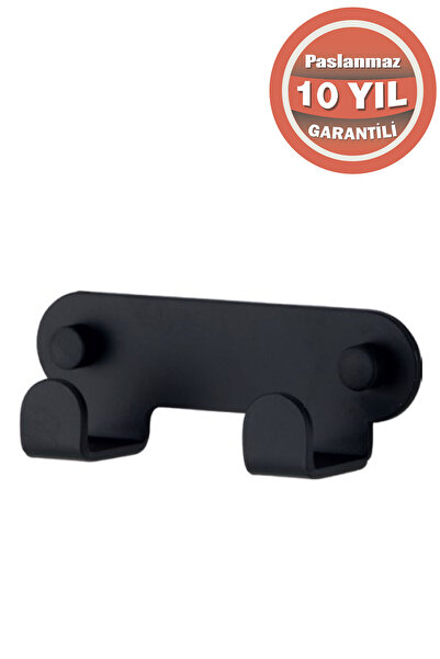 ÇELİK BANYO Paslanmaz Çelik Paris Mat Siyah 2'Li Askılık Havluluk Banyo Askısı