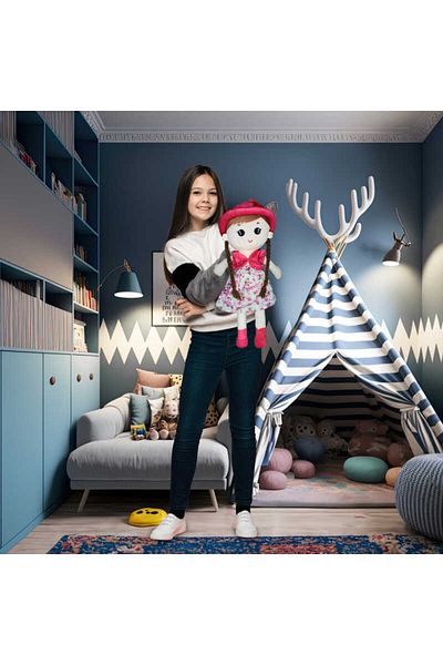 parti hediye sepeti Pink Plush Hat Doll 55cm