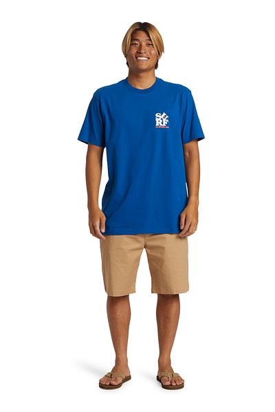 Quiksilver Men's Blue O Neck T-Shirt - Aqyzt09542_Surf Moe, Standard Fit