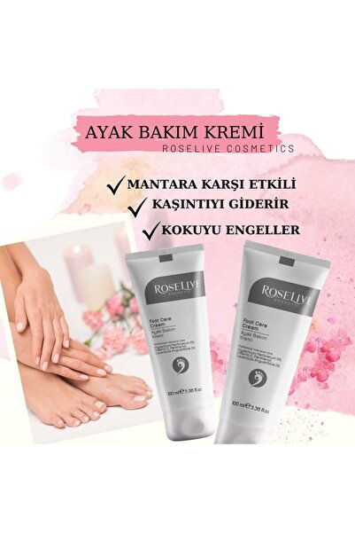 Roselive HMD Bitkisel Ayak Bakım Kremi Koku Ve Mantar Önleyici 100ml(KOKU-MANTAR-NASIR -KAŞINTI-ÇATLAK)
