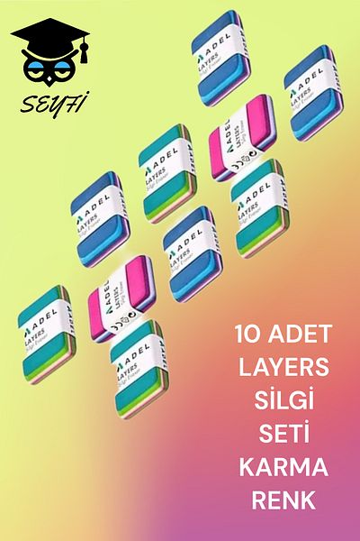 Adel Layers Eraser 10 Pieces Mixed Color