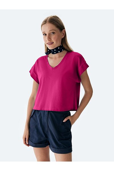 Ltb Tricou violet cu decolteu în V