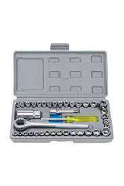 CEKAVE 40 Pcs Socket Set - Combination Socket Wrench Set with Plastic Box (4202)
