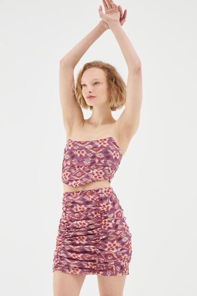 Quzu Fustă mini adunată Liliac