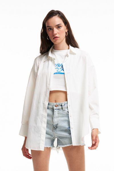 Quzu Oversize πουκάμισο εκρού