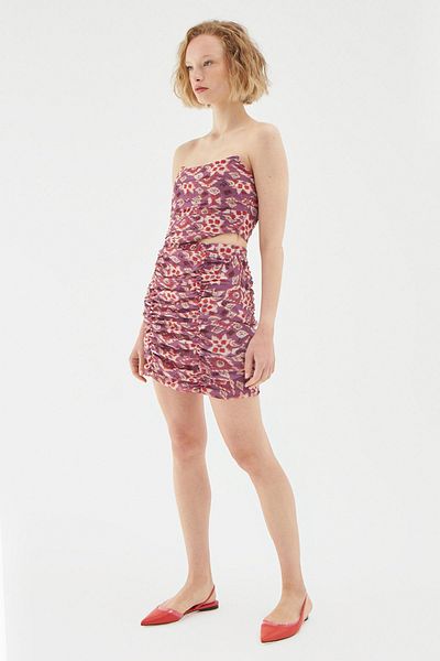 Quzu Gathered Mini Skirt Lilac