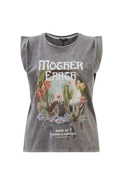Quzu Tricou fără mâneci imprimat Antracit
