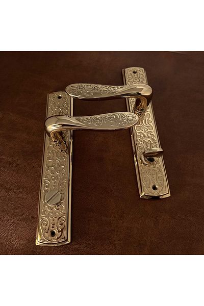 KOLDOOR Signature Titanium ZK19 Zamak Mirrored Özen Handles WC Bathroom Door Handle - Right Press 1 Set