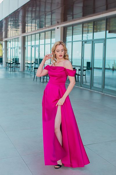 SpringStore Fujya Slit Satin Evening Dress