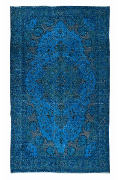 Tekin 160x273 cm Mavi Renkli El Dokuması Halı, Yenilenmiş Modern Türk Halısı