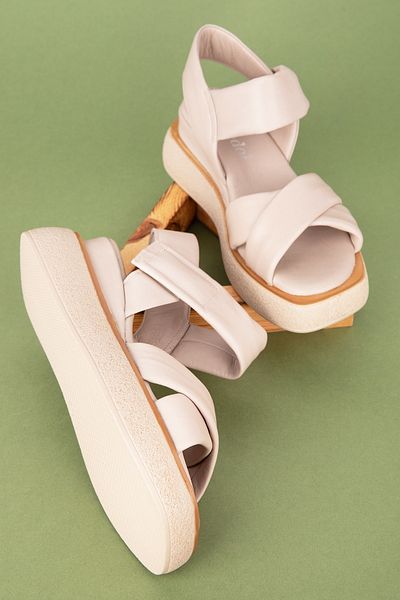 Gondol Sandale cu velcro din piele naturală pentru femei elnr.481