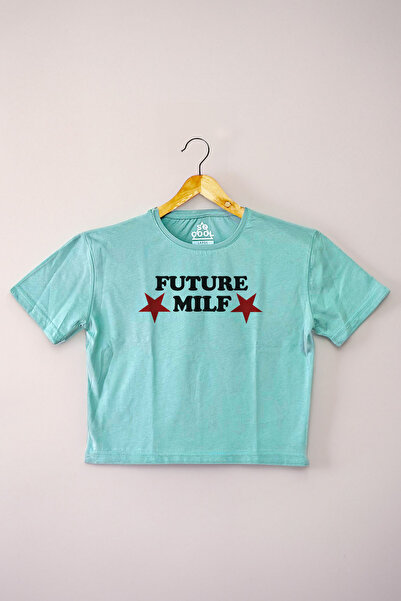 so cool Mint Future Milf Tekst Štampano Y2K Svetalo Zelena Ženska Skraćeni kr...