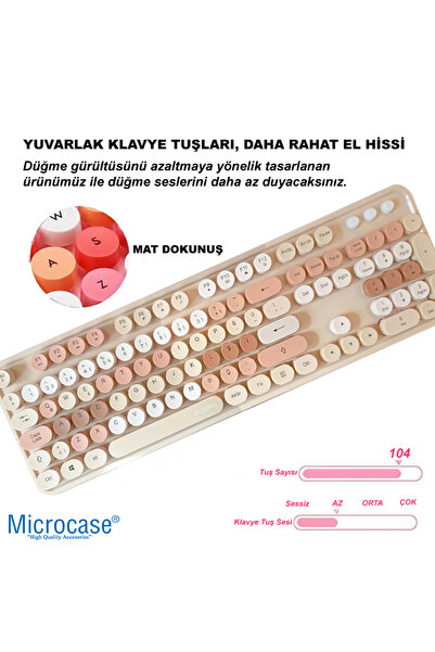 Microcase Mofii Sweet Serisi Renkli Kablosuz Klavye Mouse Set Türkçe AL4259