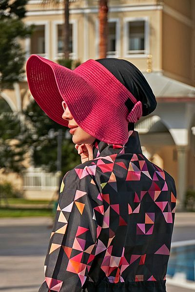 Remsa Mayo Remsa Bow Foldable Visor Straw Hat Sunscreen Visor RŞ-78 Fuchsia