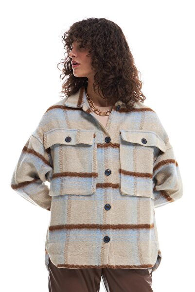 Quzu Düğme Detaylı Büyük Cepli Gömlek Taş