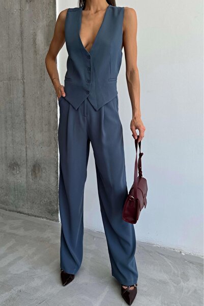 Eka Γυναικείο παντελόνι Indigo Palazzo 1017-0001