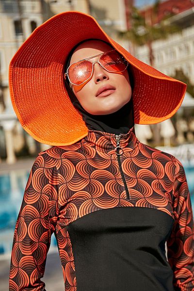 Remsa Mayo Remsa Bow Foldable Visor Straw Hat Sunscreen Visor RŞ-78 Orange