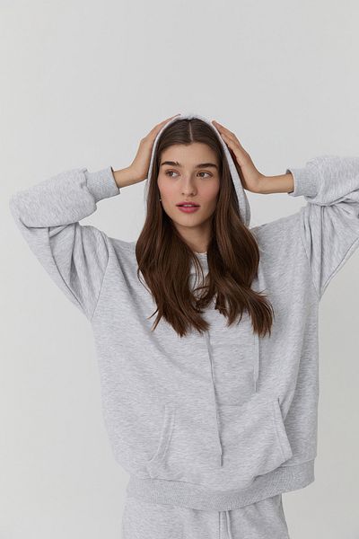 Quzu Hanorac oversize cu glugă gri