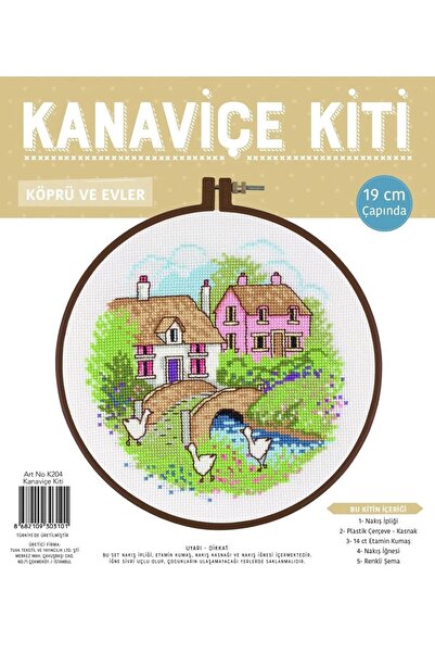 Hello Kanaviçe Etamin Kiti, Kasnaklı 19 Cm: Köprü Ve Evler
