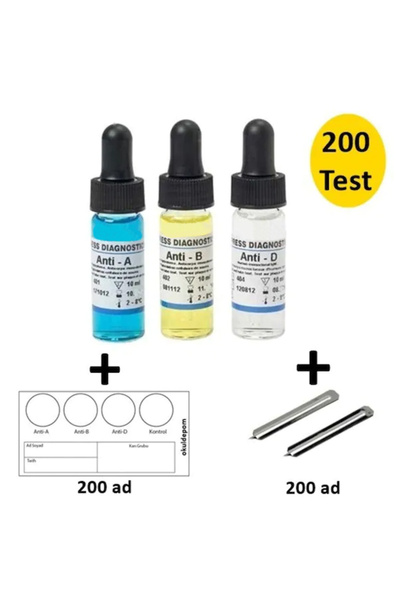 TıpKimSan Kan Grubu Bakma Seti | Anti A B D | 200 Test | Kan Grubu Tayin Kiti...