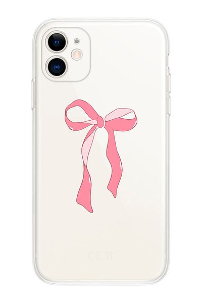 shoptocase حافظة هاتف شفافة بنمط الشريط الوردي المتوافقة مع هاتف Iphone 11