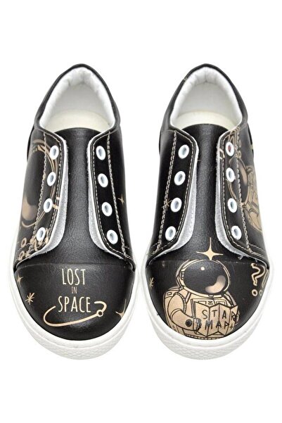 Dogo Kids Vegan Leather Black Laceless Sneakers - Can't Find A Way Design