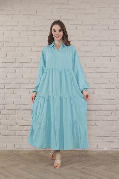 mervemoda Γυναικείο μακρυμάνικο υφαντό φόρεμα plus size