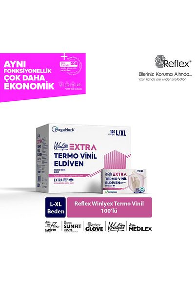 Reflex Winlyex Eldiven Winlyex Thermo Vinyl Gloves 100pcs Size L-XL