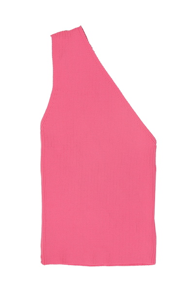 Quzu Tek Omuz Triko Bluz Pembe