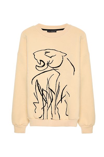 Quzu Φούτερ με στάμπα Fleece Εσωτερικά Μπεζ